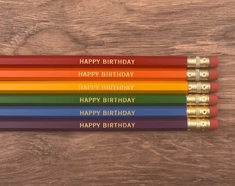 Birthday Pencils - Party Favors - Goody Bag, Engraved Pencils, Stamped Pencils, Custom Favors, Birthday Party, Birthday Gift