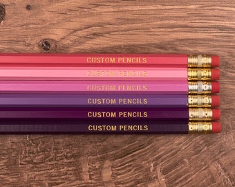 Pink and Purple Custom pencils - Personalized pencil wedding favor shower name pencil gift for engraved pencil present customized present