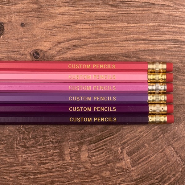 Pink and Purple Custom pencils - Personalized pencil wedding favor shower name pencil gift for engraved pencil present customized present