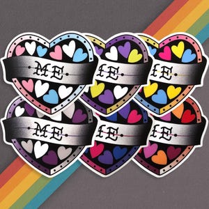Sticker Fierté d'être moi, Sticker fierté, Sticker identité fierté, Sticker LGBTQIA+, tatouage traditionnel Flash Art, Stickers punk, Flash Art