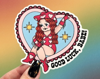 Chappell Roan Kewpie Sticker, Pink Pony Club, Midwest Princess, Kewpie Doll Sticker, Traditional Tattoo Flash Art
