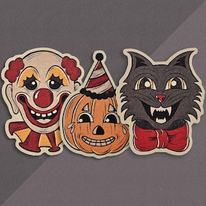 Pegatinas de criaturas de Halloween vintage, pegatinas de Halloween retro, regalo para amantes de Halloween, personajes espeluznantes, decoraciones de álbumes de recortes de Halloween