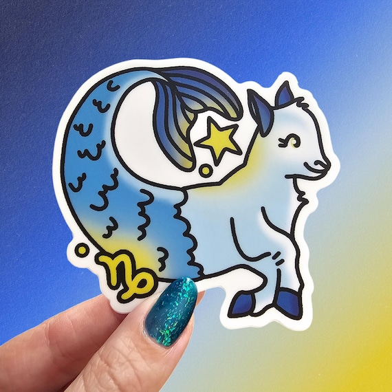 Capricorn Zodiac Sticker, Tattoo Art Waterproof Vinyl Decal