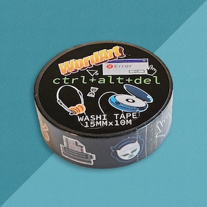 Retro Tech Washi Tape, Scrapbooking Tape, Journaling Supplies, Gift Wrapping Tape, Colorful Stationary Washi, Bullet Journal Washi Tape