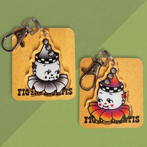 Double-Sided Kewpie Clown Keychain, Clown Charm, Kewpie Keychain, Clown Keychain, Cute Keychain for Keys, Quirky Gifts