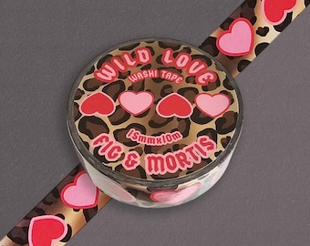 Leopard Print Hearts Washi Tape, Bullet Journal Washi Tape, Gift Wrapping Tape, Scrapbooking Tape, Journaling Supplies, Stationary Art