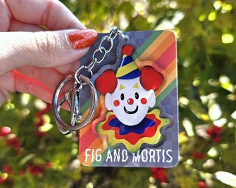 Clown Acrylic Keychain, Clowncore Aesthetic, Clown Charm, Circus Keychain, Cute Keychain for Keys, Colorful Accessories, Quirky Gifts