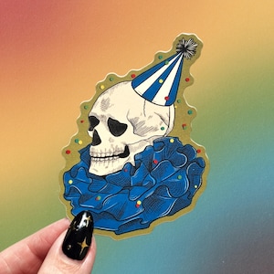 Pegatina de calavera de payaso vintage, pegatinas de Clowncore, circo retro, pegatinas espeluznantes, pegatinas para botellas de agua a prueba de agua, suministros para álbumes de recortes