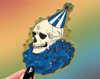 Vintage Clown Skull Sticker, Retro Circus Decor, Waterproof Decal