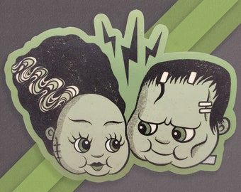 Vintage Frankenstein Sticker, Horror Films, Classic Horror Movies, Bride of Frankenstein, Spooky Season, Halloween Sticker, Vinyl Stickers