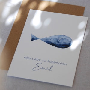 Card baptism confirmation communion confirmation, blue fish, Christian card, greetings card baptism, folding card confirmation, card confirmation