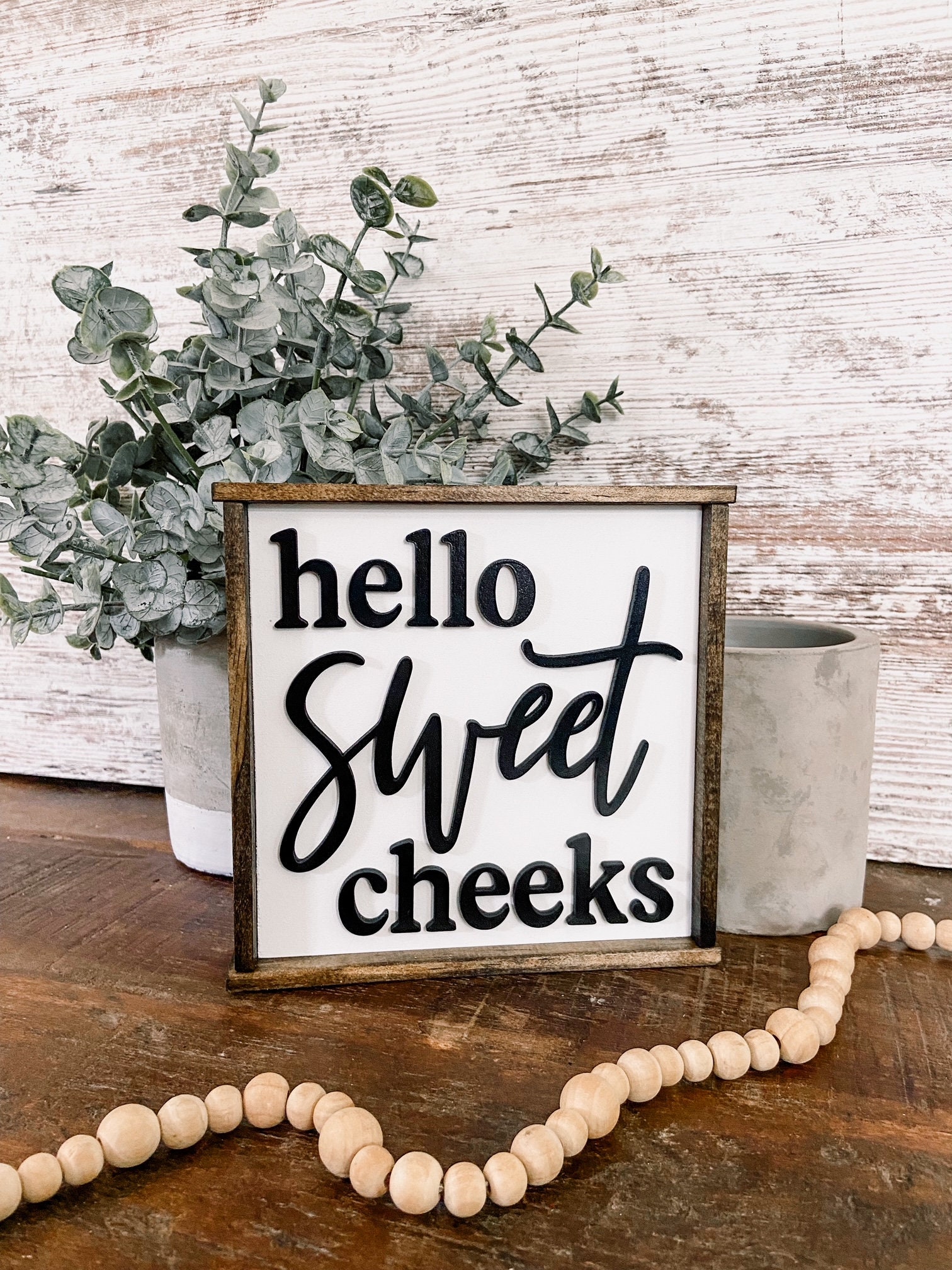 Mini Hello Sweet Cheeks Bathroom Sign Bathroom Sign Tiered Etsy
