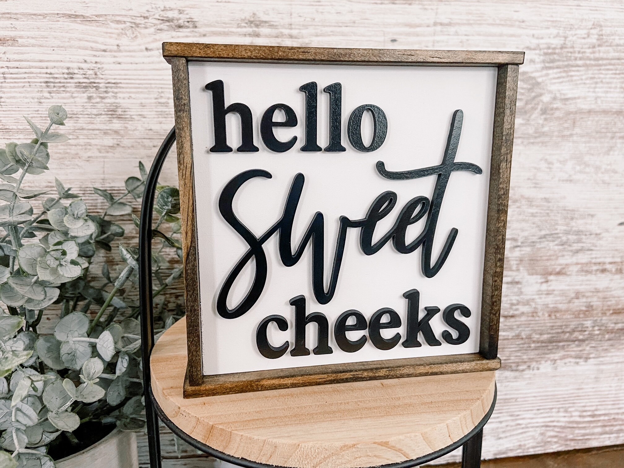 Mini Hello Sweet Cheeks Bathroom Sign Bathroom Sign Tiered Etsy