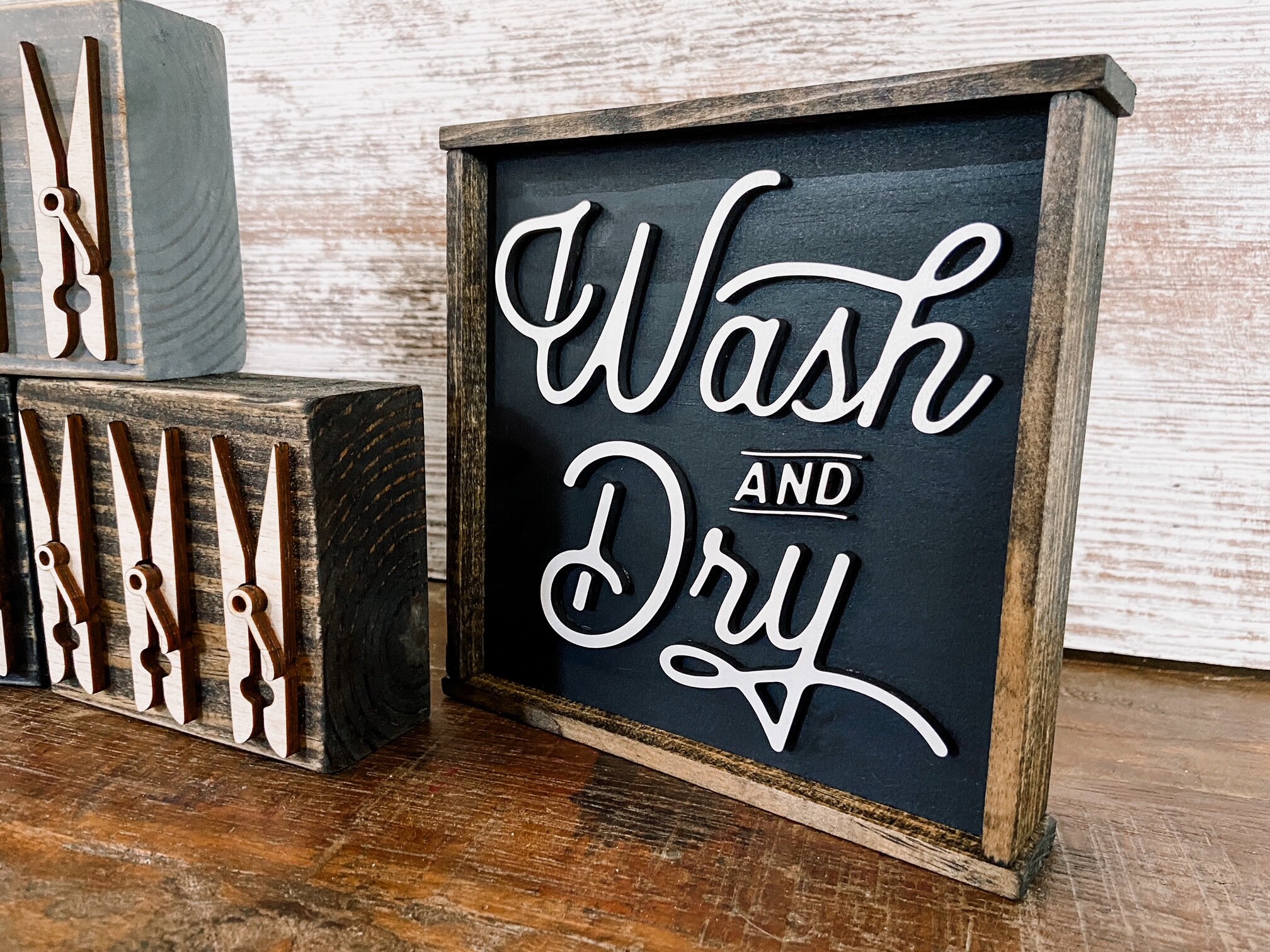 Mini Laundry Room Sign 3D Wood Sign Fluff and Fold Wash  Etsy