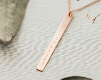 Pillar Mindfulness Necklace, custom bar necklace, self love, mental health, rose gold, gift for her