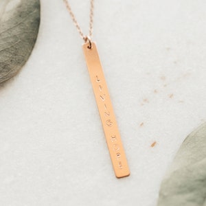 Pillar Mindfulness Necklace, custom bar necklace, self love, mental health, rose gold, gift for her image 4