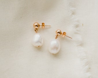 Aria Pearl Studs, pearl earrings, self love, rose gold filled jewelry