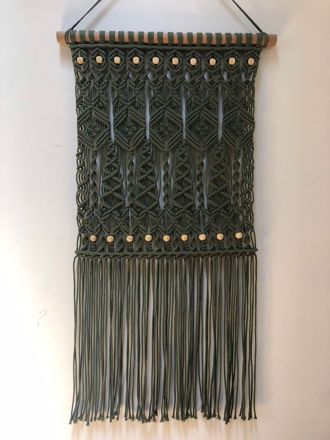 Green macrame wall hanging Etsy