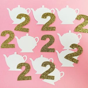 Tea party confetti, tea for two birthday confetti, personalize confetti, tea party table decorations, teapot table confetti