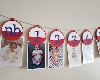 12 month photo banner, fishing theme photo banner, 1st birthday decorations, first year banner, o fish ally one, fishing birthday theme