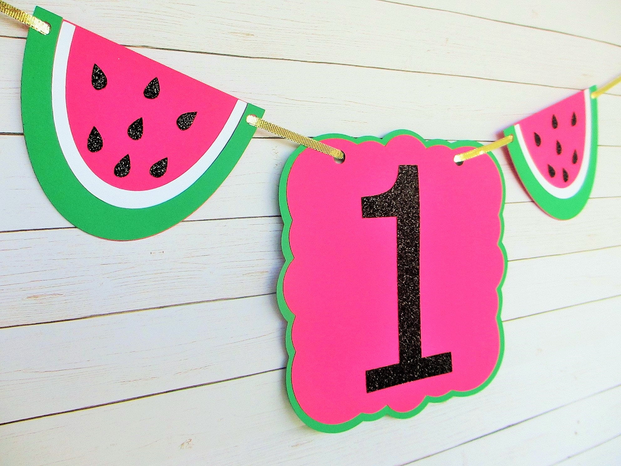 Watermelon Highchair Banner, Watermelon 1st Birthday Theme Banner