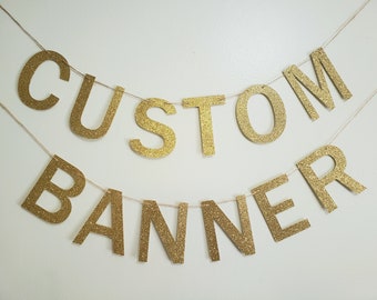 Custom banner, glitter custom banner, personalized banner, 5" letters custom banner, wedding banner, custom garland, custom birthday banner