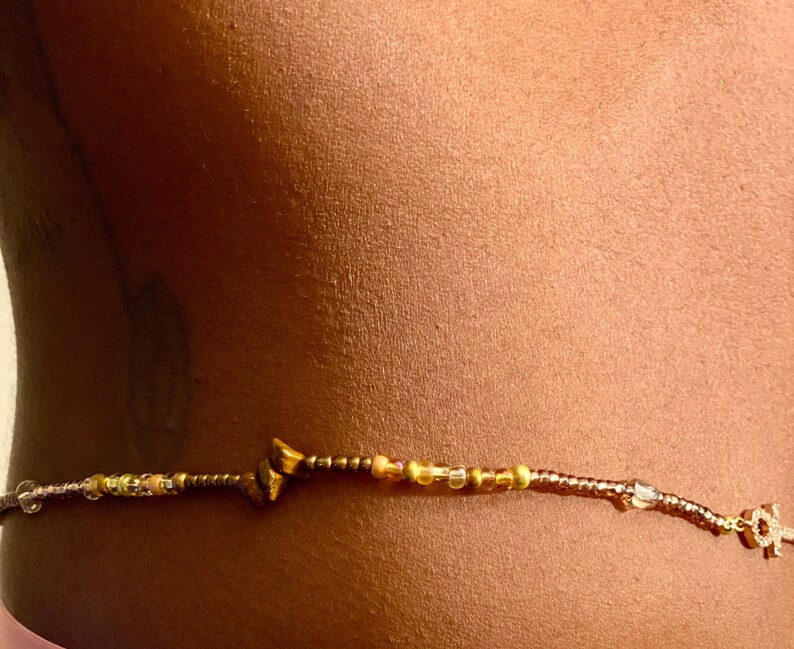 Chakra Stone Waist beads w Crystals and 5\u201d adjustable link.