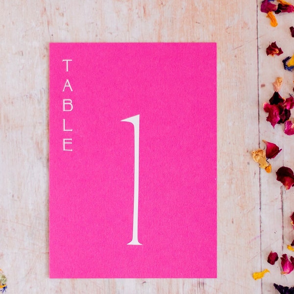 Hot Pink Table Numbers / Table Names - Personalised Wedding / Event Stationery