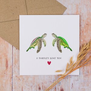 Personalised Turtle Valentines Day / Anniversary Card - I Turtle-y Love You - Animal Card