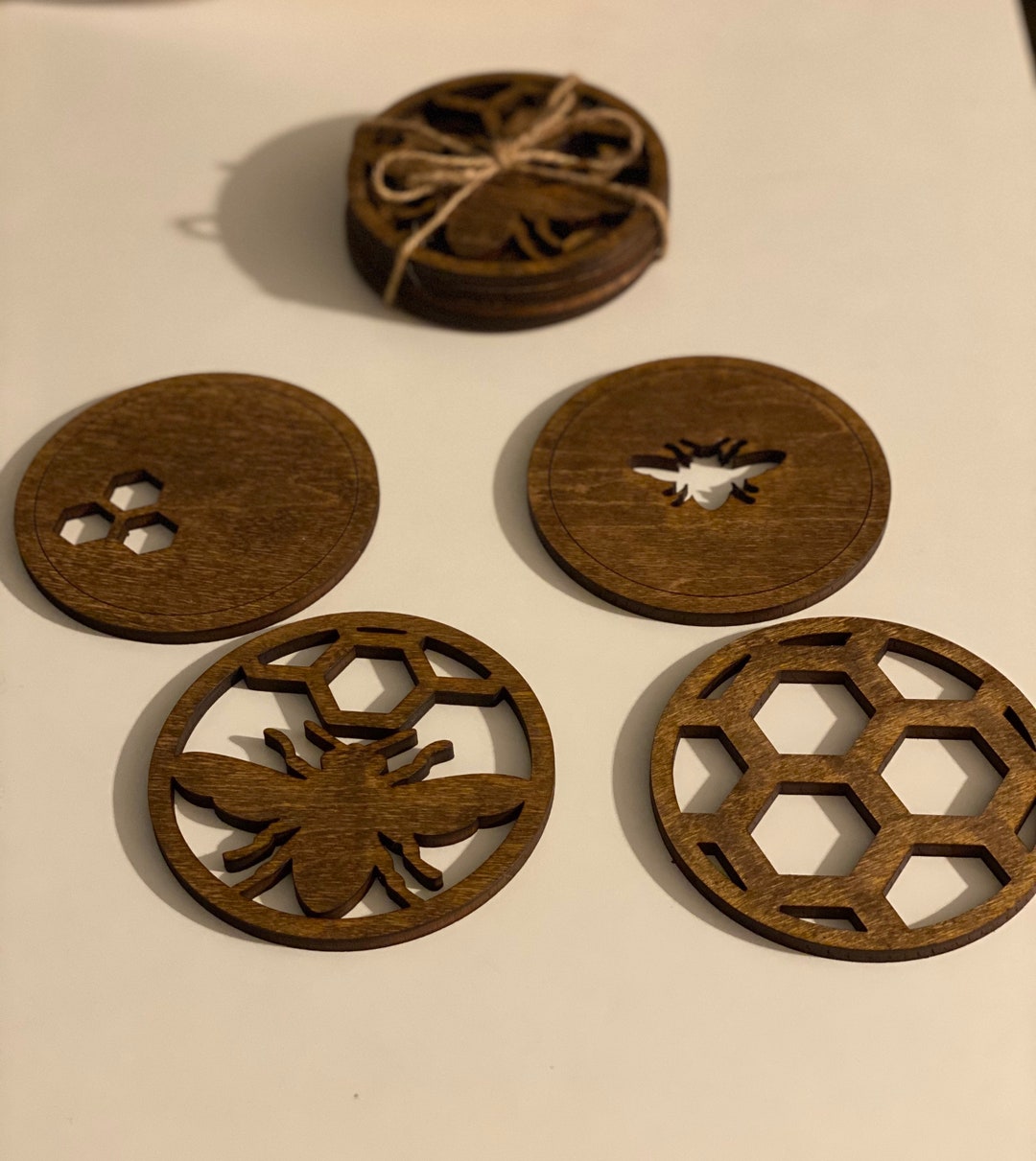Bee Roler Coster Set of 4 Handmade Bee Coasters - Etsy