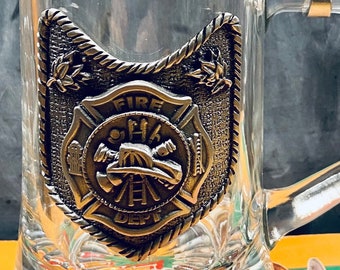 Firefighter Beer Stein Maltese Cross Fire Department Award