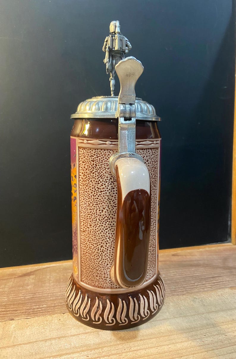 Vintage Boba Fett Beer Stein Mandalorian Pewter Action Figure Lid Limited Edition Numbered #2019 of 3,000 image 12