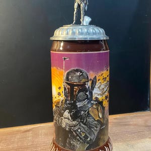 Vintage Boba Fett Beer Stein Mandalorian Pewter Action Figure Lid Limited Edition Numbered #2019 of 3,000 image 1