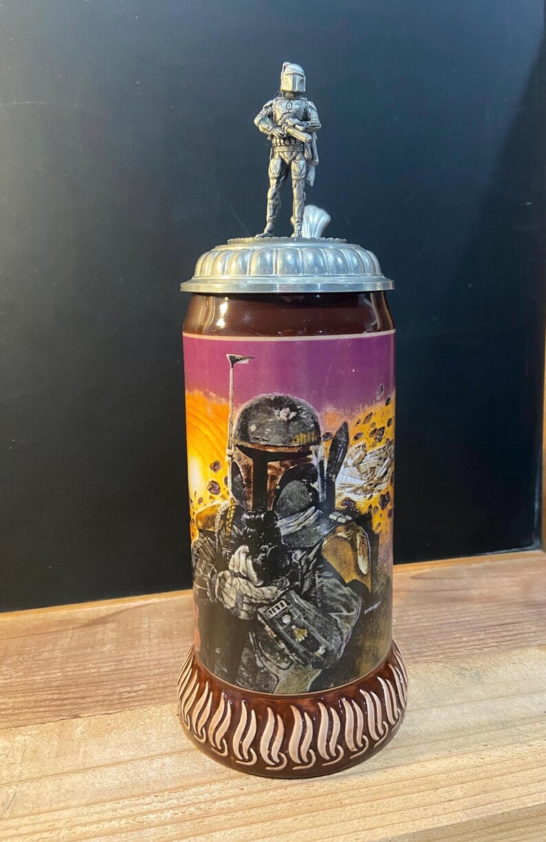 Vintage Boba Fett Beer Stein Mandalorian Pewter Action Figure Lid Limited Edition Numbered #2019 of 3,000 image 1