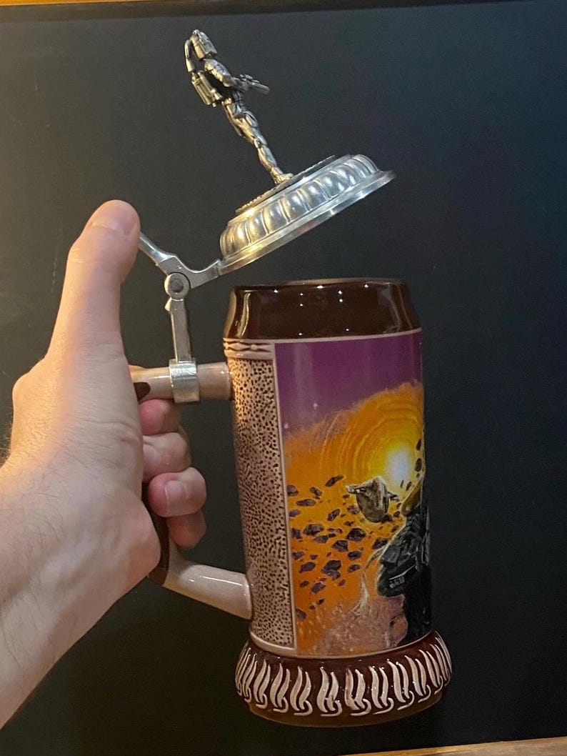 Vintage Boba Fett Beer Stein Mandalorian Pewter Action Figure Lid Limited Edition Numbered #2019 of 3,000 image 16