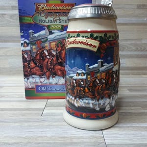 Vintage Anheuser Busch Clydesdales Beer Stein, 2003 Holiday Edition, Artist Signed