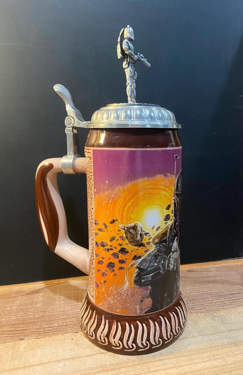Vintage Boba Fett Beer Stein Mandalorian Pewter Action Figure Lid Limited Edition Numbered #2019 of 3,000 image 9
