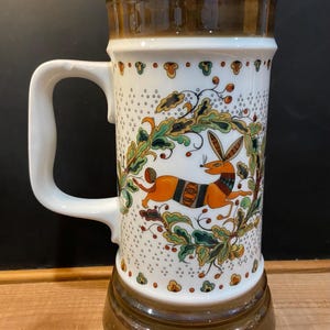 Vintage Porcelain Beer Mug RenFaire Costume Accessory Stein Beer Stein Bouquet Floral Vase Oktoberfest Centerpiece