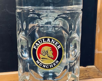 Paulaner 1 Liter Masskrug Maßkrug Oktoberfest Dimpled Beer Mug