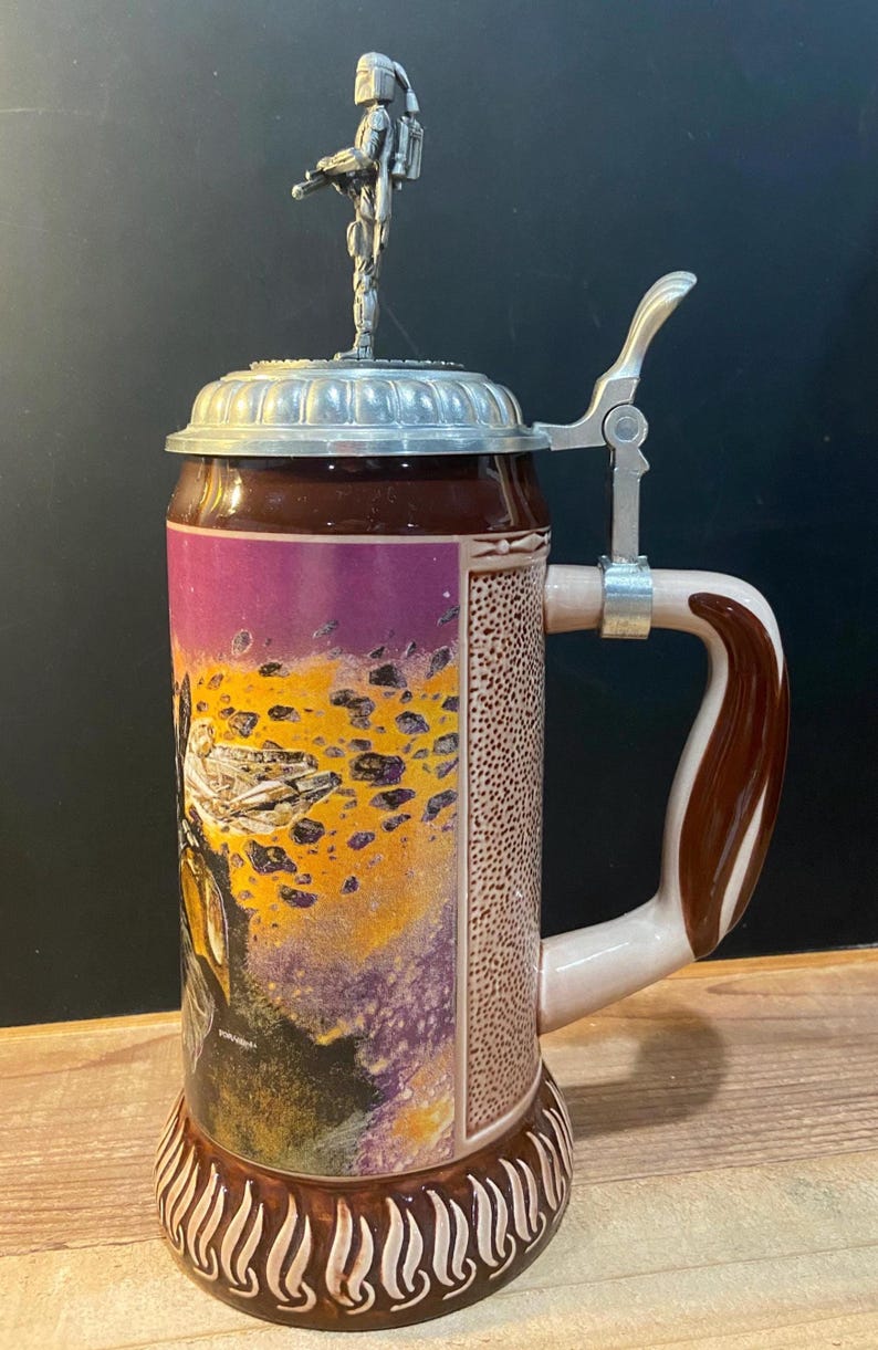 Vintage Boba Fett Beer Stein Mandalorian Pewter Action Figure Lid Limited Edition Numbered #2019 of 3,000 image 10