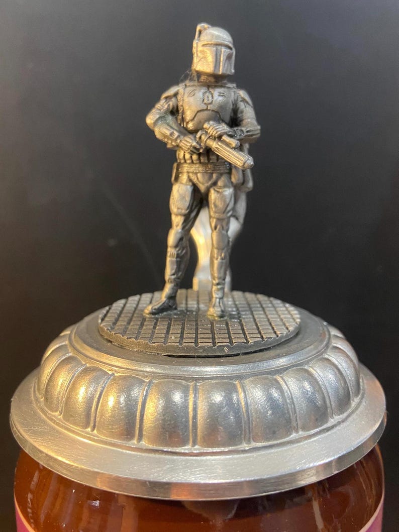 Vintage Boba Fett Beer Stein Mandalorian Pewter Action Figure Lid Limited Edition Numbered #2019 of 3,000 image 3