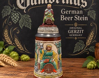 Vintage Beer King Gambrinus German Beer Stein Germany Celebration Beer Oktoberfest Stein Figurine Lid Beer Lovers Gift