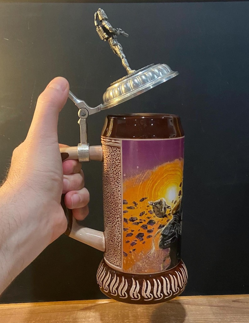 Vintage Boba Fett Beer Stein Mandalorian Pewter Action Figure Lid Limited Edition Numbered #2019 of 3,000 image 13
