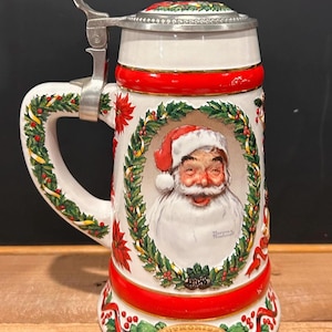 Vintage Beer Stein Rockwell’s Jolly Santa Limited Edition #2213 Christmas Stein