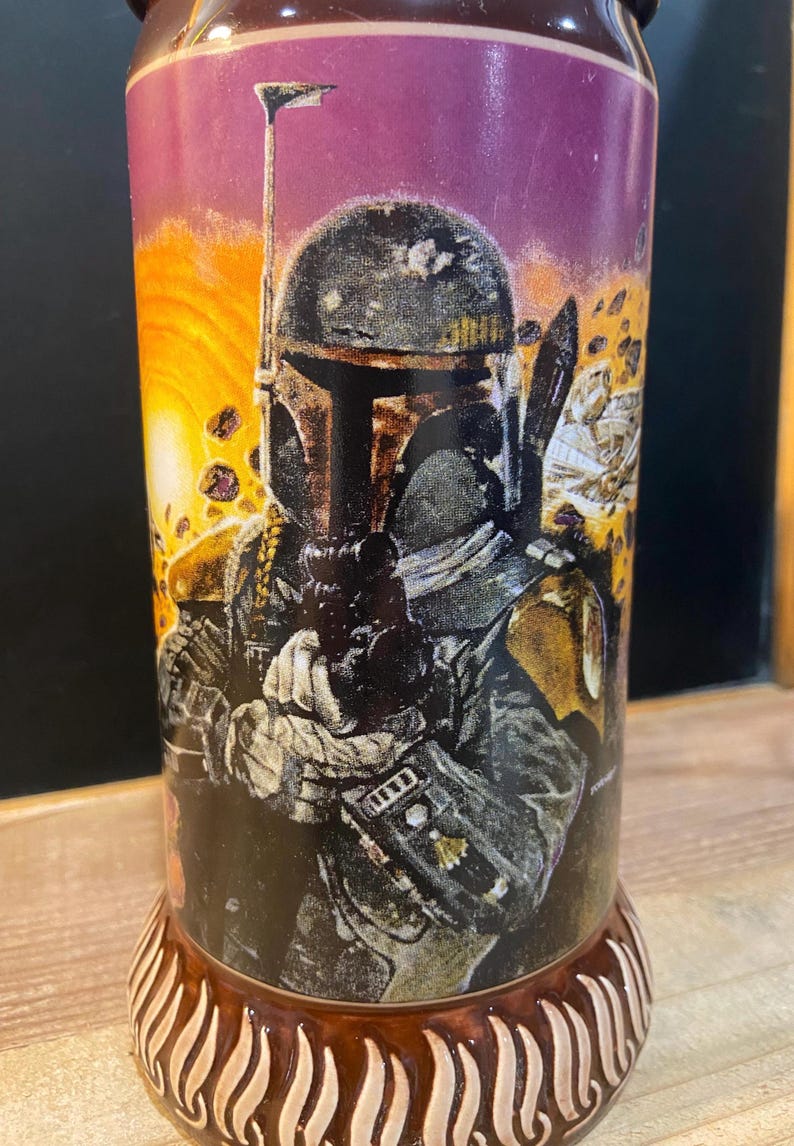 Vintage Boba Fett Beer Stein Mandalorian Pewter Action Figure Lid Limited Edition Numbered #2019 of 3,000 image 2