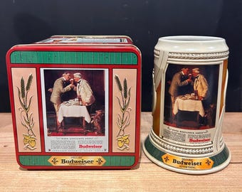 Vintage Anheuser Busch Budweiser Beer Stein Embossed Collector’s Tin When Gentleman Agree