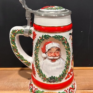 Vintage Beer Stein Santa Claus Norman Rockwell Limited Edition #472