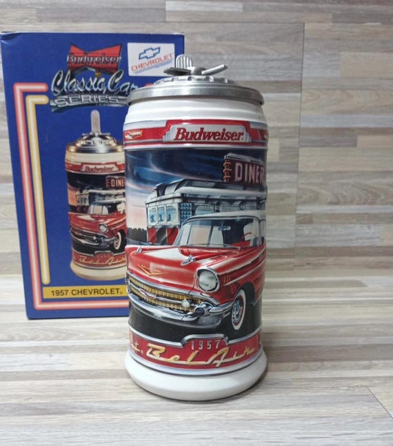 Vintage Budweiser Beer Stein: 1957 Chevy Bel Air, Classic Car