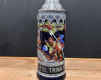 Vintage German Beer Stein Beer Lovers Drunken Knight