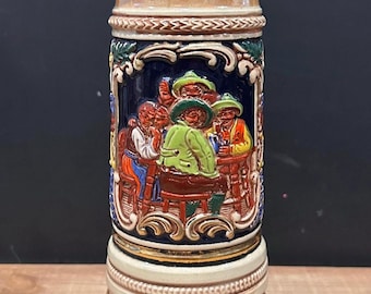 Vintage German Music Box Beer Stein “Auf Weidersehen”  “Ein Guter Trunk in Froher Rund” A Good Drink in Good Company